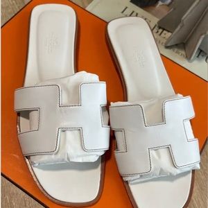 Hermes Oran Sandals White womens 8.5 (US size)